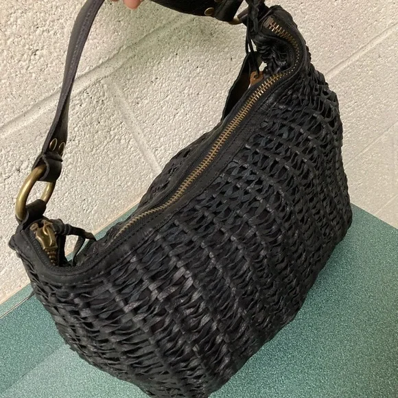 Linea Pelle Woven Leather Black Bag BNWT!! - Picture 3 of 16